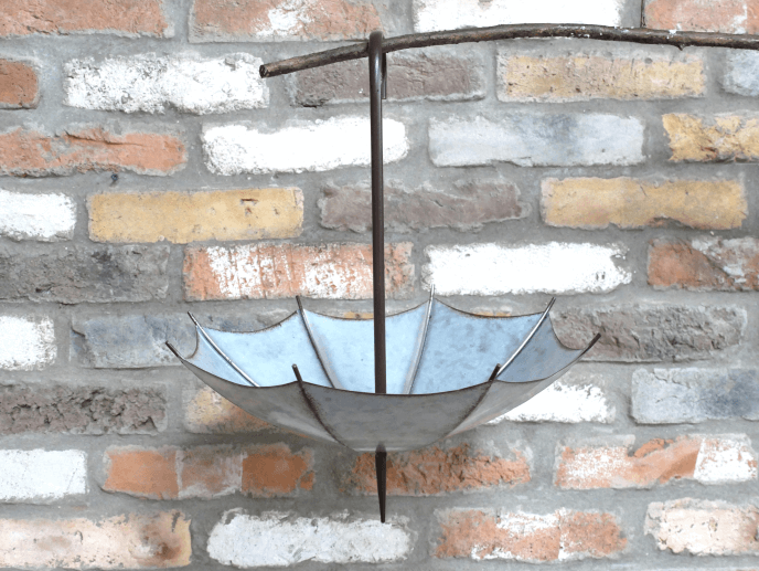 Rustic Metal Umbrella Bird Feeder – Vintage Garden Decor