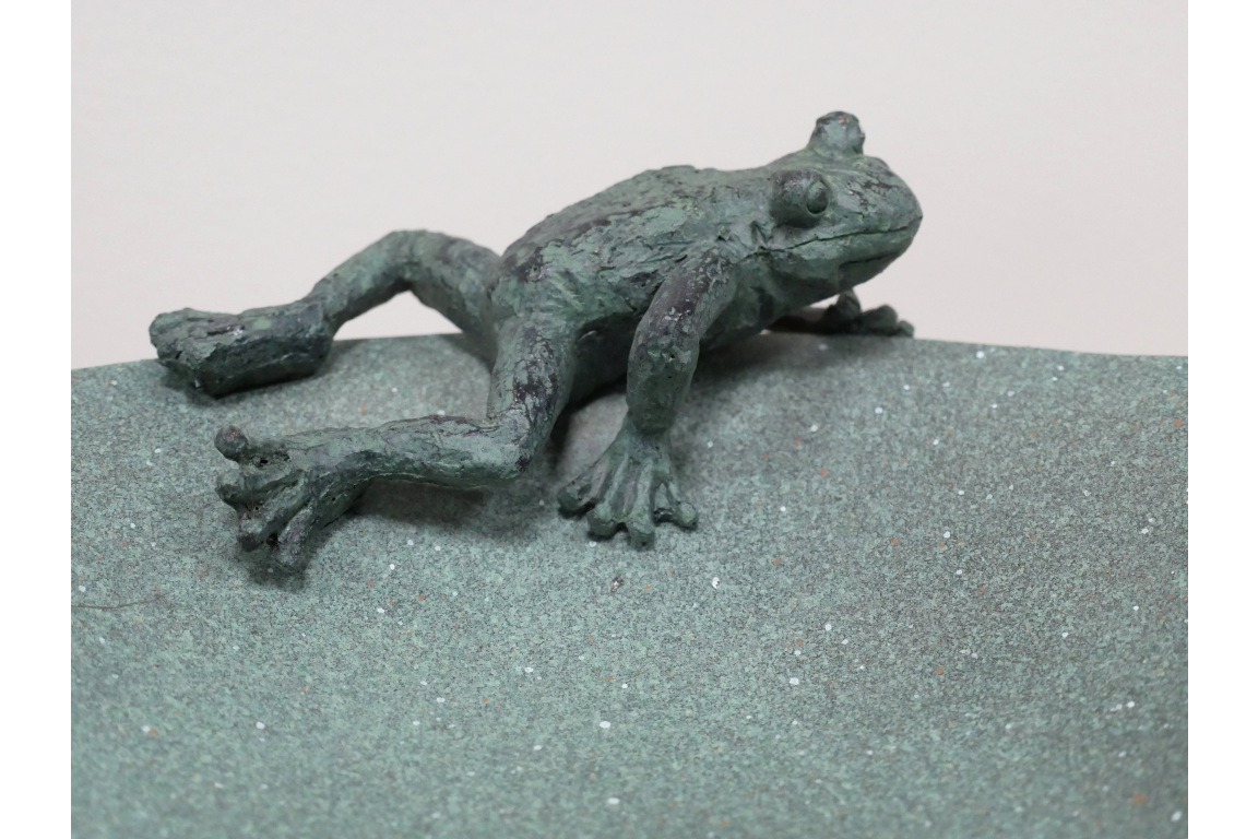 Whimsical Garden Bird Feeder or Bath with Playful Frog Design