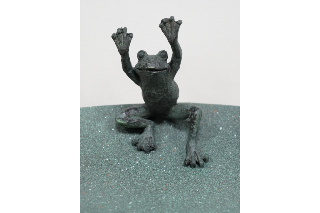 Whimsical Garden Bird Feeder or Bath with Playful Frog Design