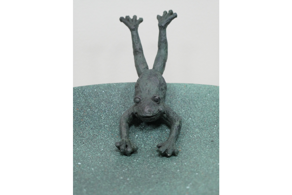 Whimsical Garden Bird Feeder or Bath with Playful Frog Design