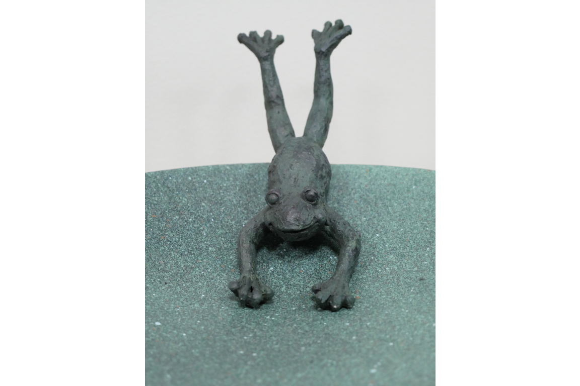 Whimsical Garden Bird Feeder or Bath with Playful Frog Design