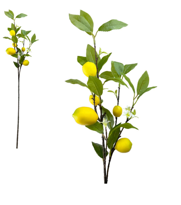 Set of 3 Artificial Lemon Sprays with Leaves and Blossoms – 55cm