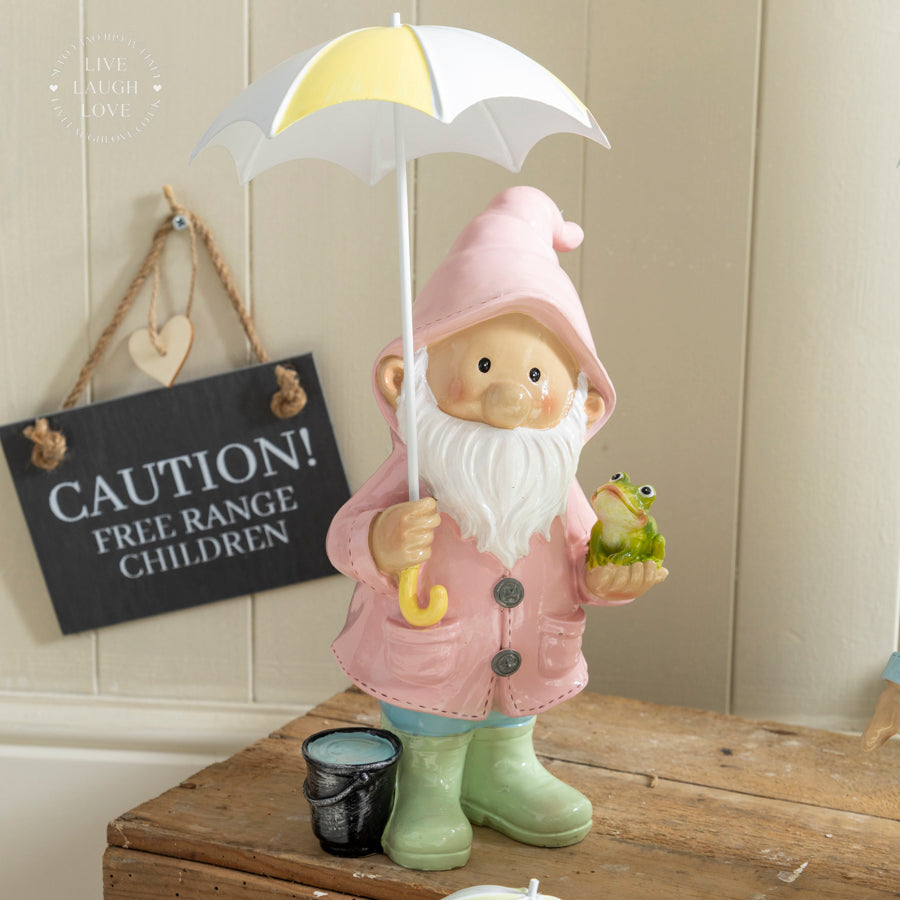 Whimsical Gnome Rainy Day Decorative Figurine