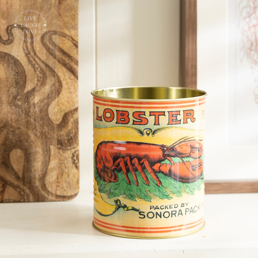 Vintage-Style Seafood Tin Planter – Lobster & Salmon Designs