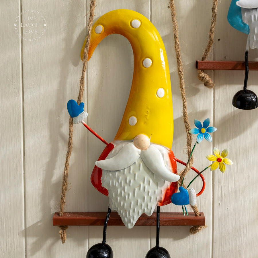 Metal Hanging Garden Gnome on Swing