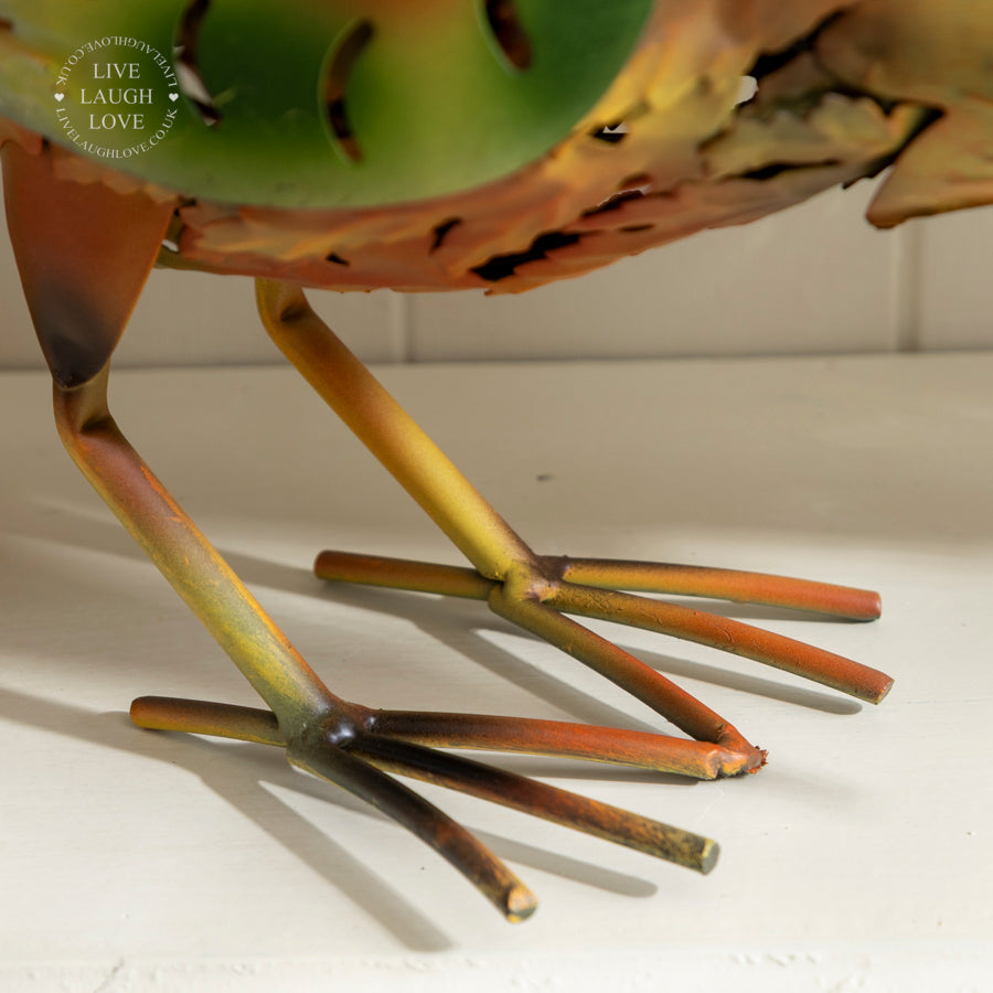 Pair of Painted Metal Rooster and Hen Ornaments – Colourful Farmhouse Decor