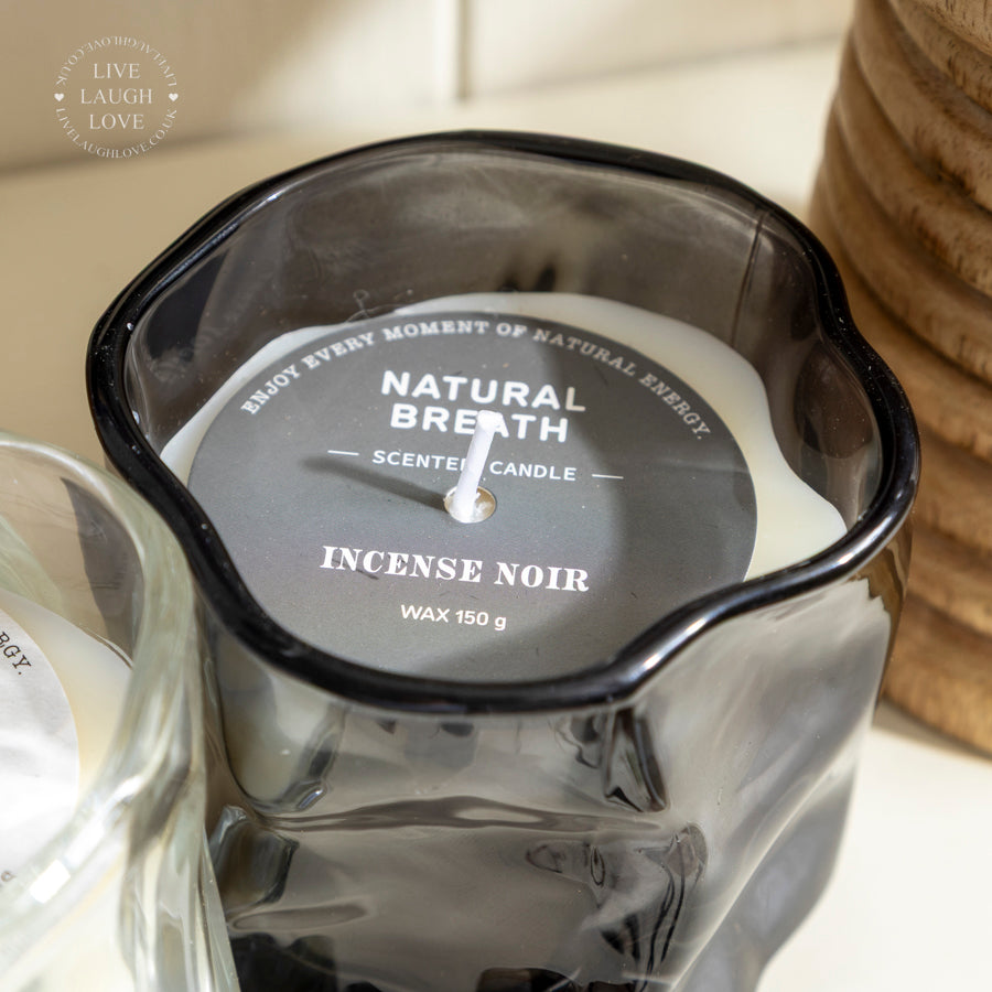 Set of 3 Contemporary Glass Jar Candles – Oud Wood, Amber Vanilla & Incense Noir Scents