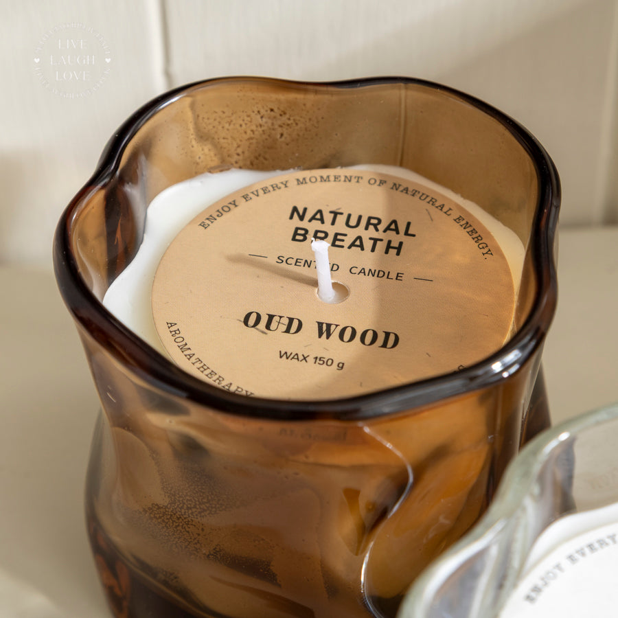 Set of 3 Contemporary Glass Jar Candles – Oud Wood, Amber Vanilla & Incense Noir Scents