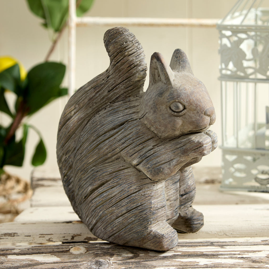 Concrete Squirrel Garden Sculpture – Woodland-Inspired Ornament