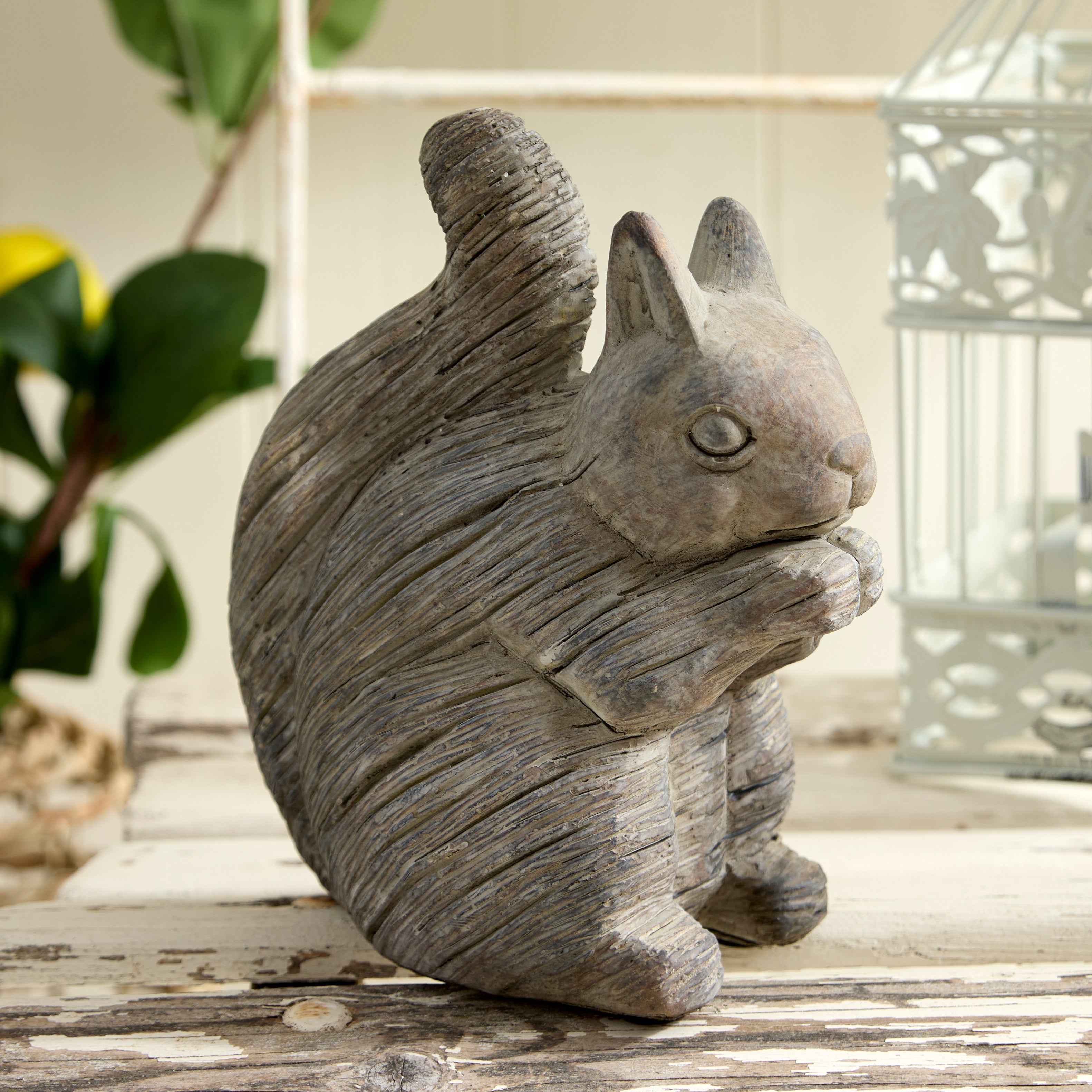 Concrete Squirrel Garden Sculpture – Woodland-Inspired Ornament