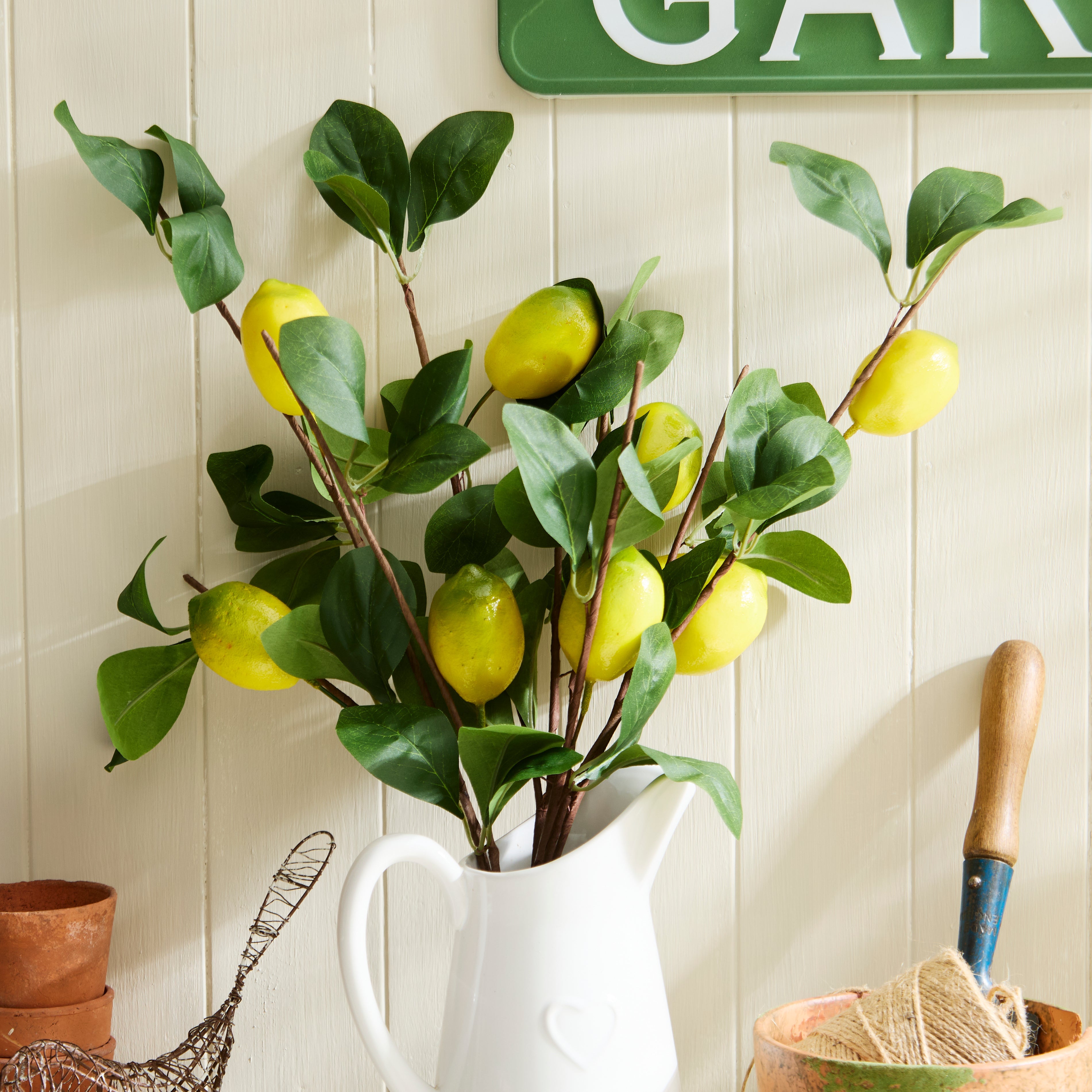 Set of 3 Artificial Lemon Sprays with Leaves and Blossoms – 55cm