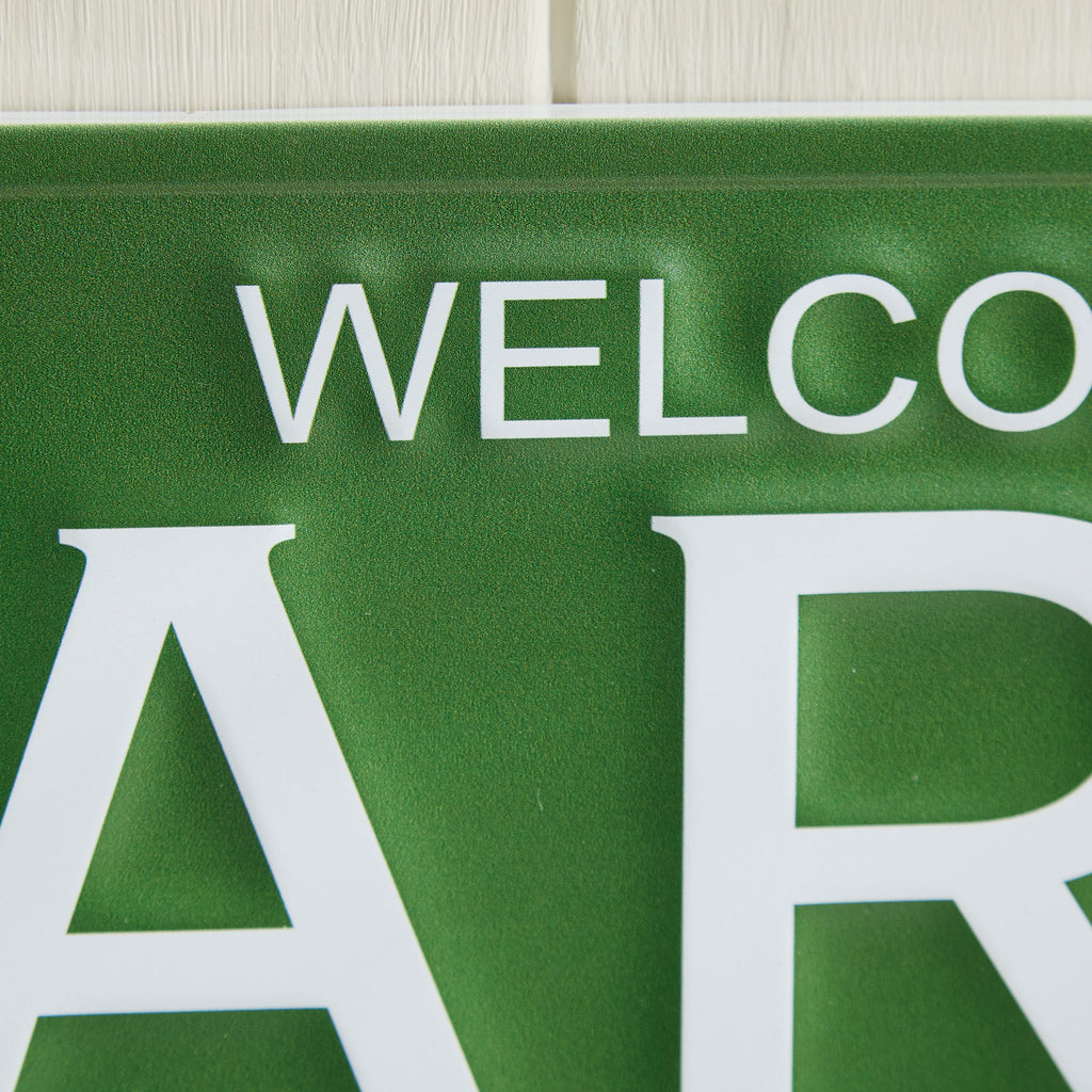 Green Metal "Welcome to Our Garden" Sign – Outdoor Garden Wall Plaque