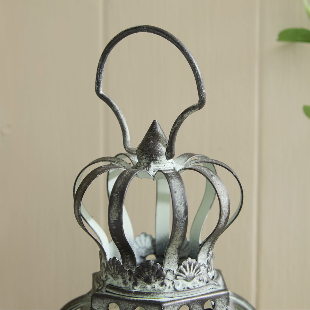 Antique Rustic Crown Lantern Collection – Ornate Metal Candle Holder