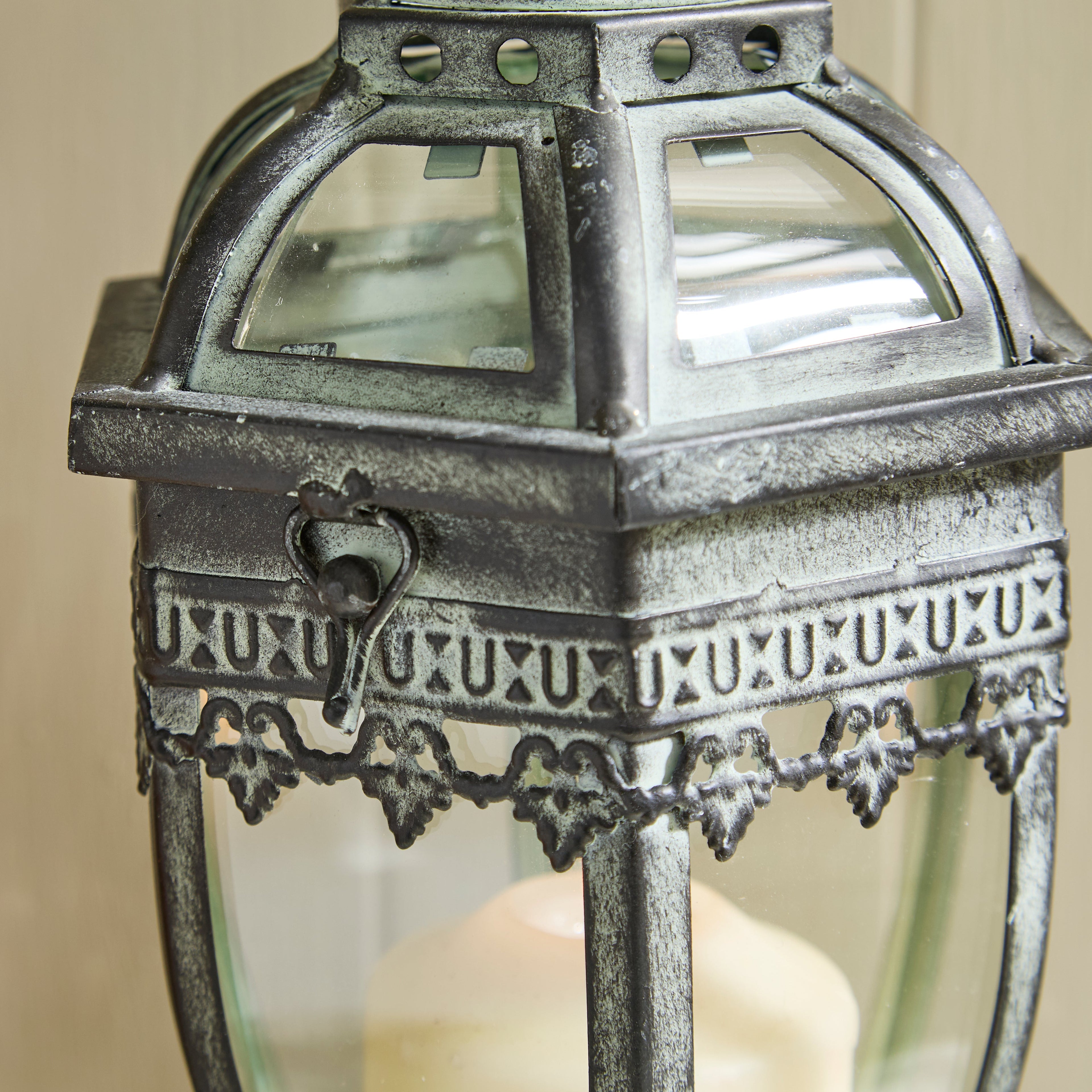 Antique Rustic Crown Lantern Collection – Ornate Metal Candle Holder