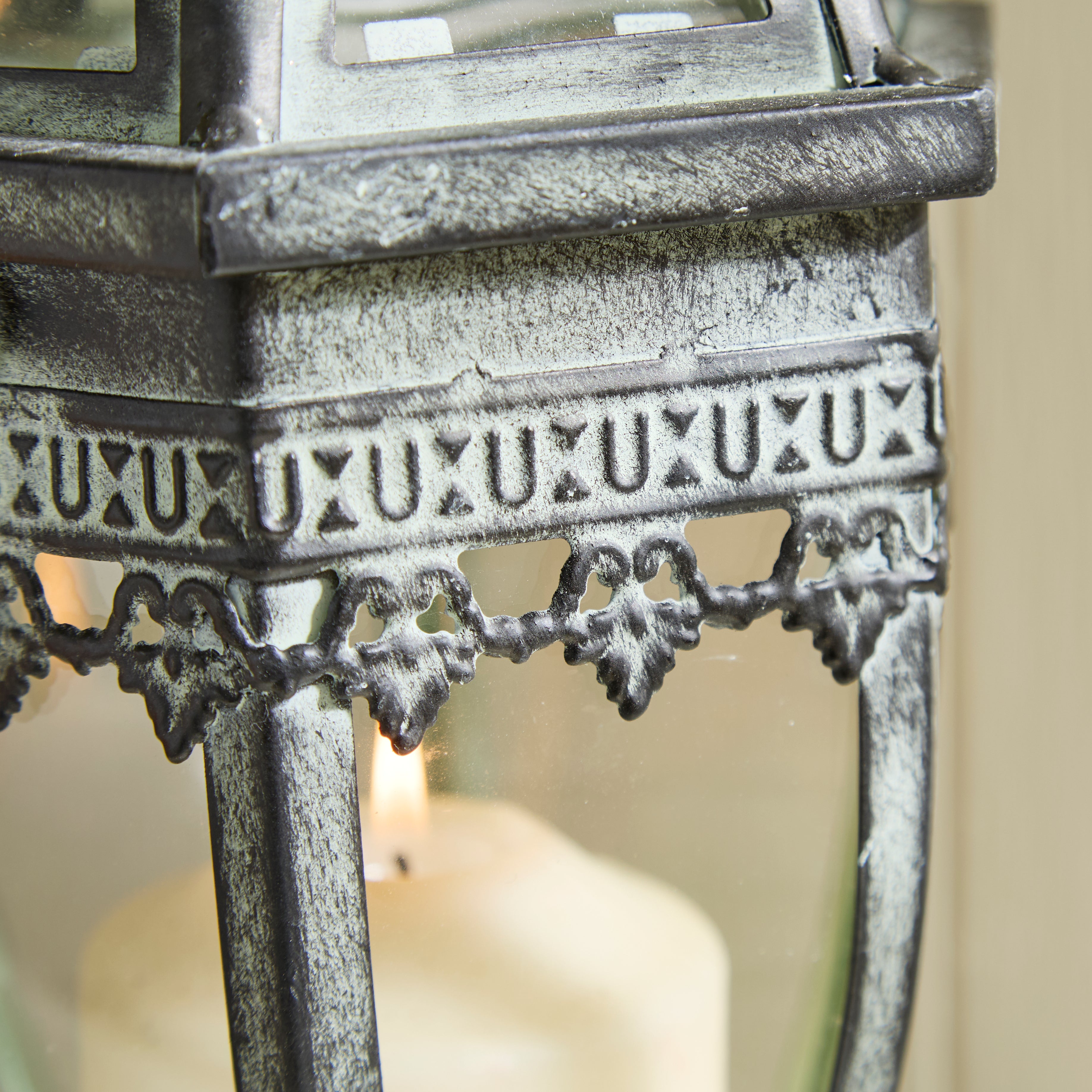 Antique Rustic Crown Lantern Collection – Ornate Metal Candle Holder