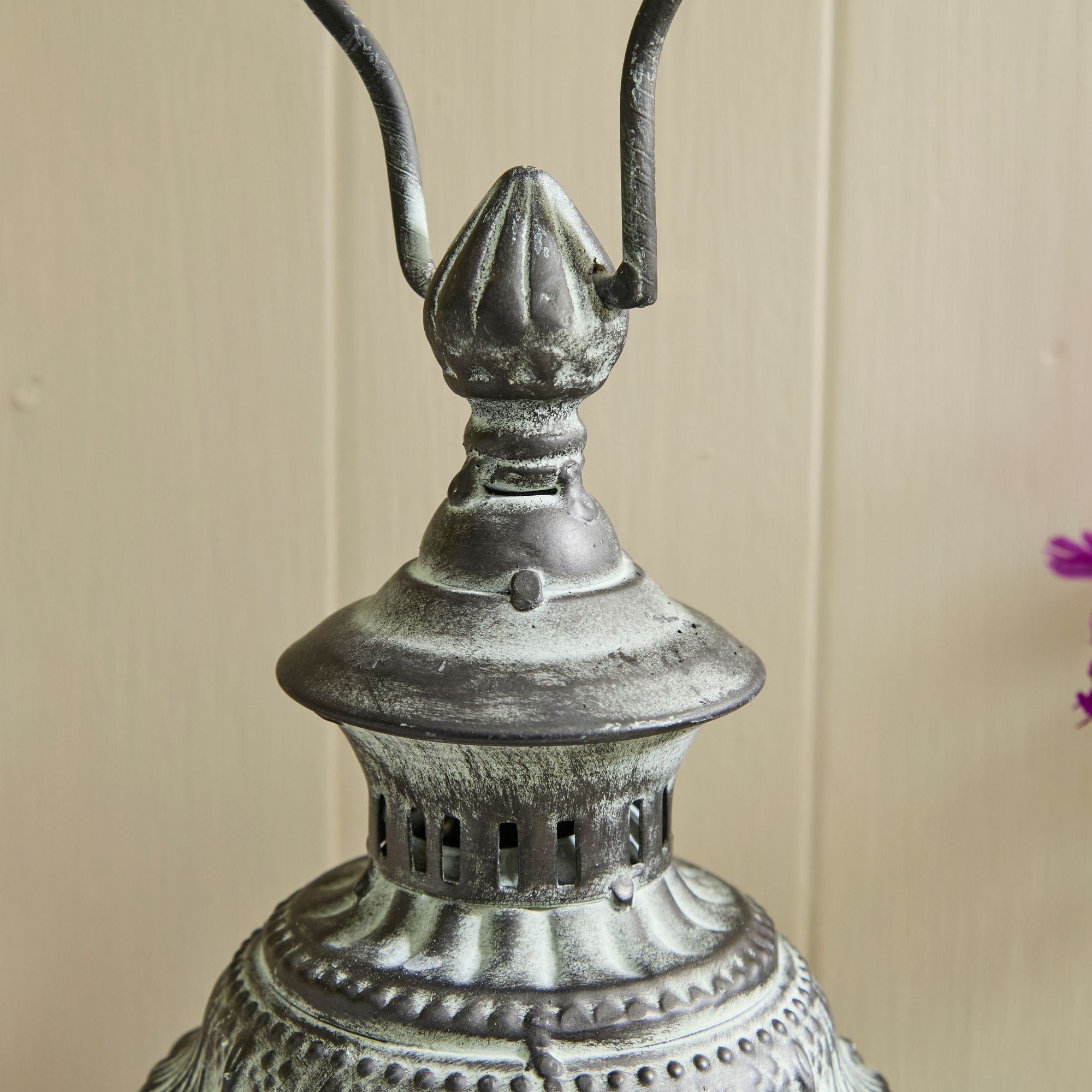 Antique Rustic Crown Lantern Collection – Ornate Metal Candle Holder