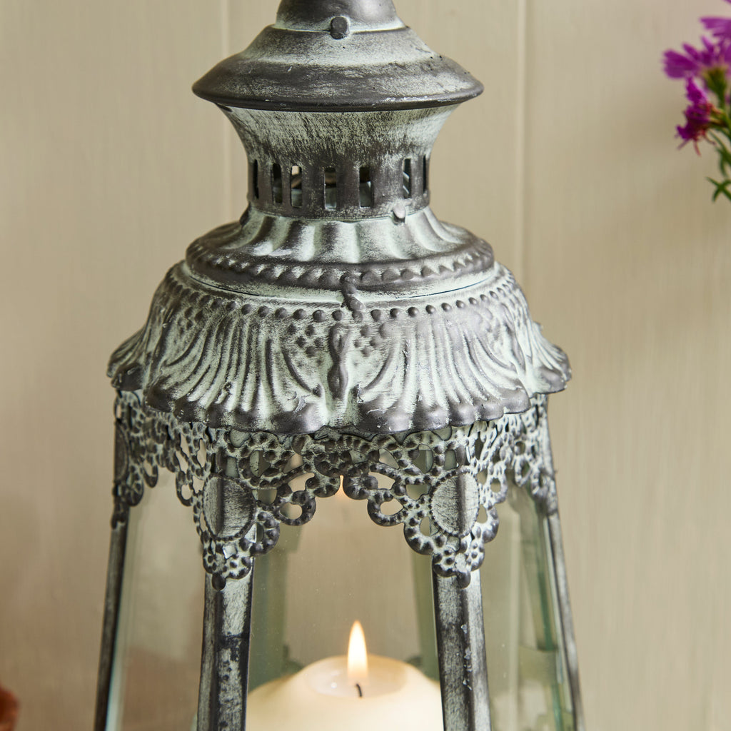 Antique Rustic Crown Lantern Collection – Ornate Metal Candle Holder