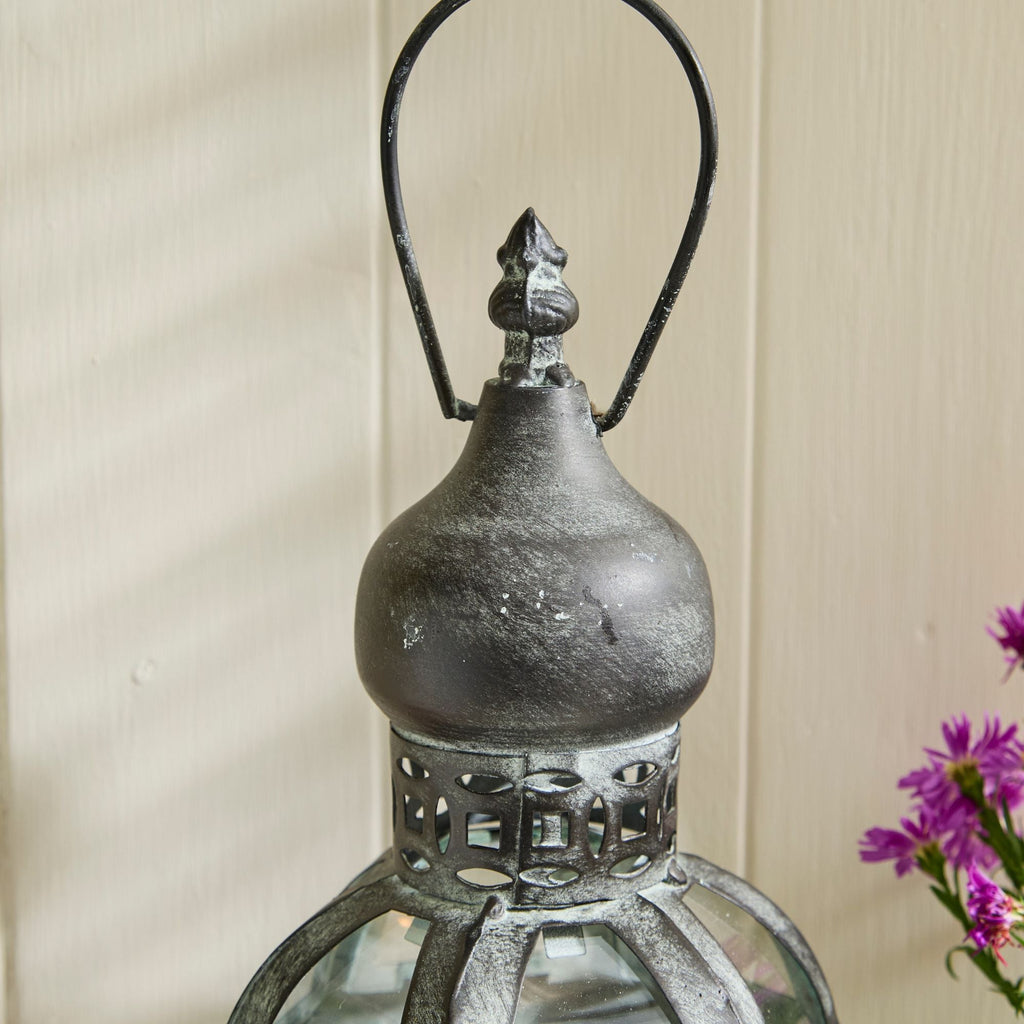 Antique Rustic Crown Lantern Collection – Ornate Metal Candle Holder