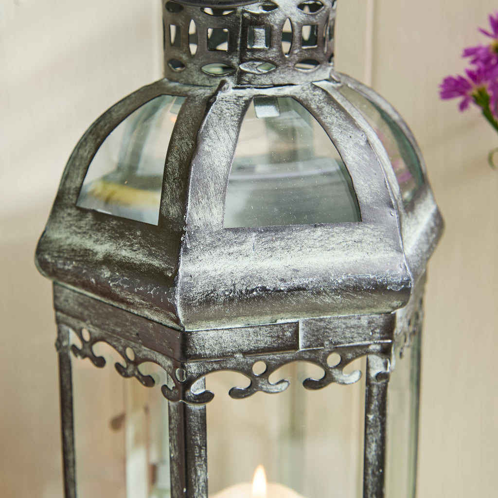 Antique Rustic Crown Lantern Collection – Ornate Metal Candle Holder
