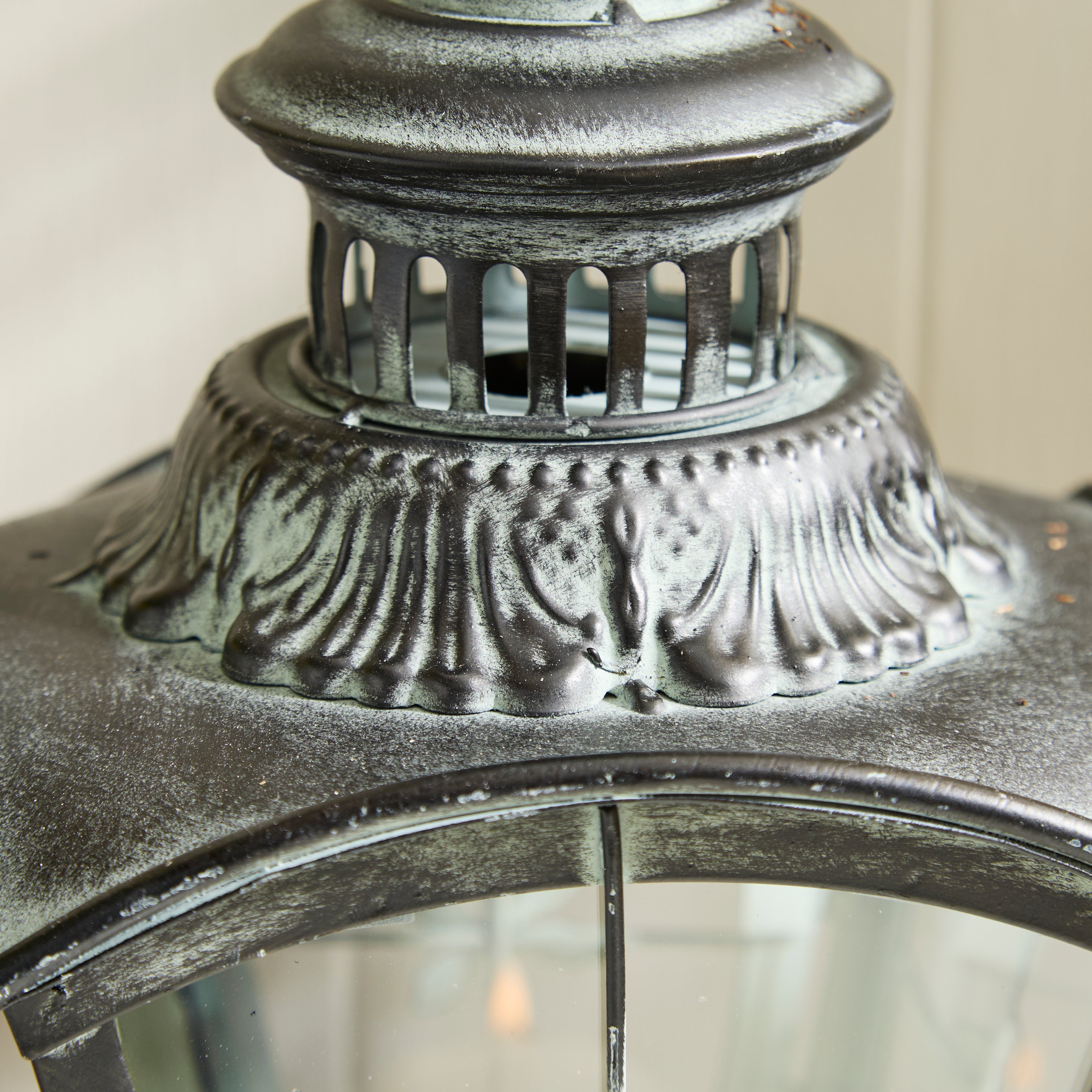 Antique Rustic Crown Lantern Collection – Ornate Metal Candle Holder