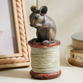 Charming Polyresin Mouse on Spool Ornament – Rustic Home Decor