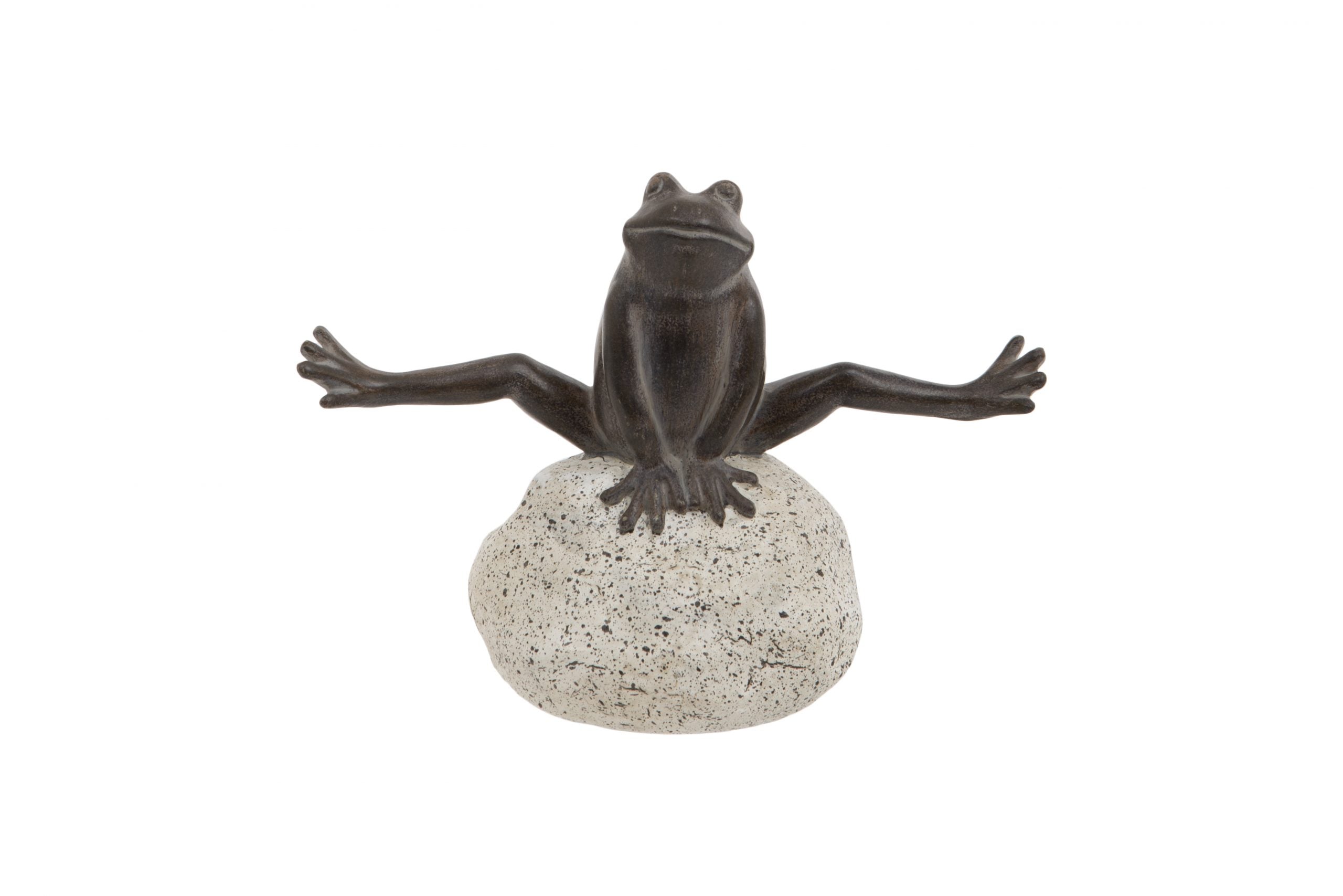Leaping Frog Statue – Fun Stretching Frog Ornament on Rock