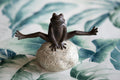 Leaping Frog Statue – Fun Stretching Frog Ornament on Rock