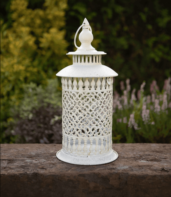 White Metal Lantern Scrollwork Design