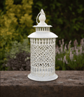 White Metal Lantern Scrollwork Design