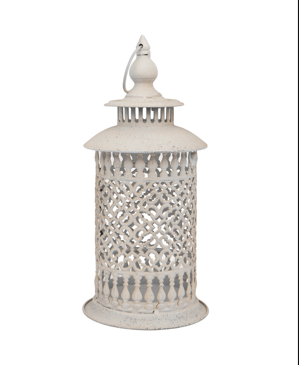 White Metal Lantern Scrollwork Design