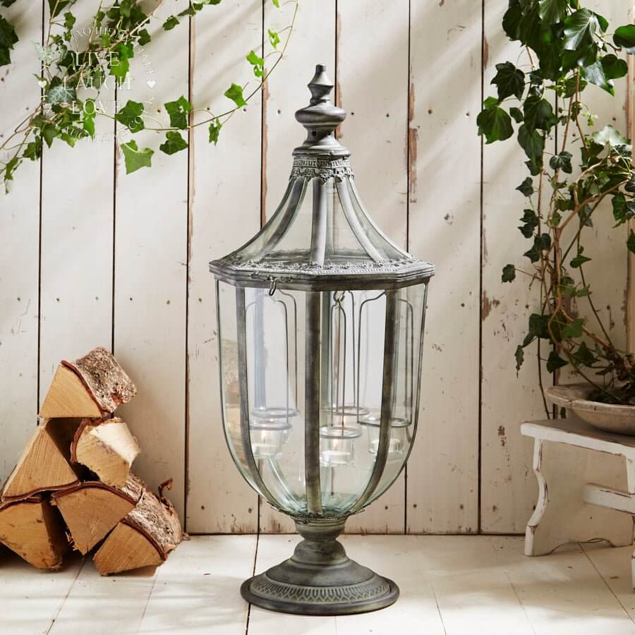 Extra Large Metal & Glass Lantern With Tea Light Holders - 75cm Tall