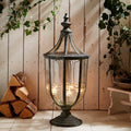 Extra Large Metal & Glass Lantern With Tea Light Holders - 75cm Tall