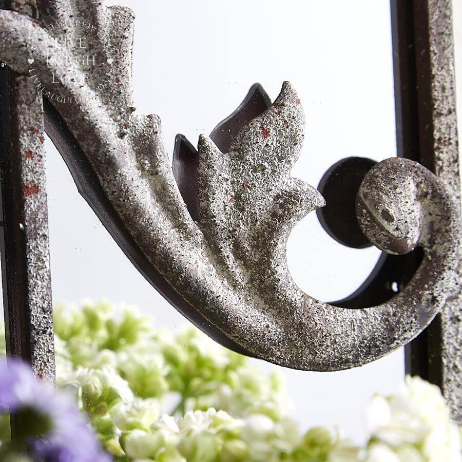 Rustic Vintage Wall Mirror With Triple Planter