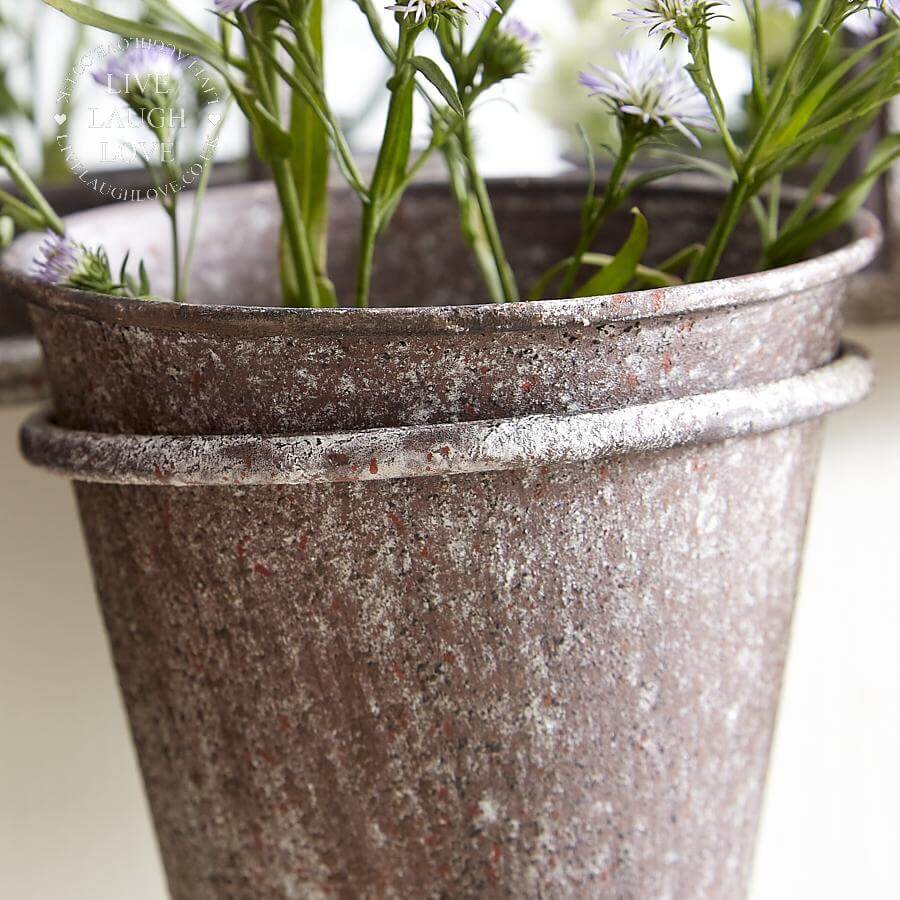 Rustic Vintage Wall Mirror With Triple Planter
